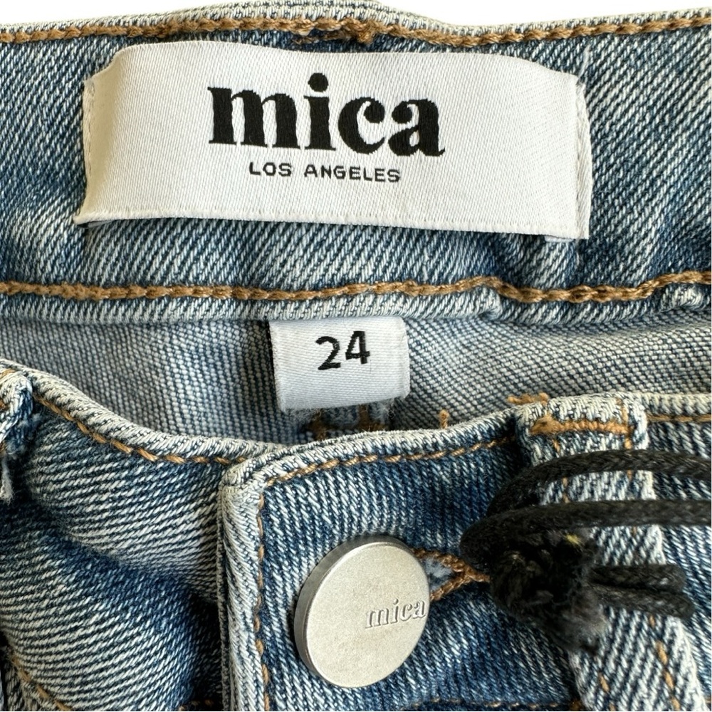 NWT Mica Y2K Distressed Flare Super Wide Leg Blue Jeans – Size 24 - Picture 4 of 16